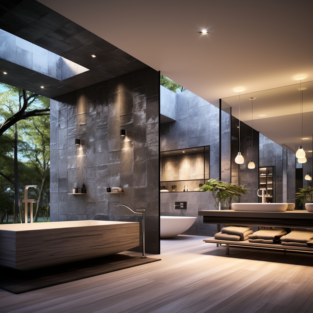 Luxury modern bathroom with natural lighting