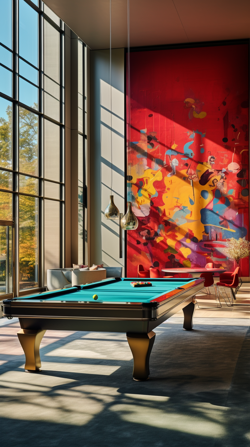 Luxury modern billiard room with painting