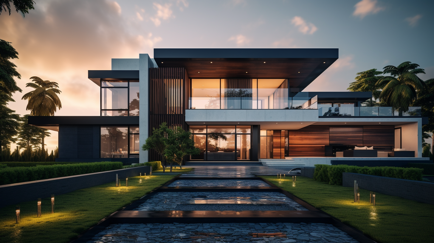 Luxury modern home front view