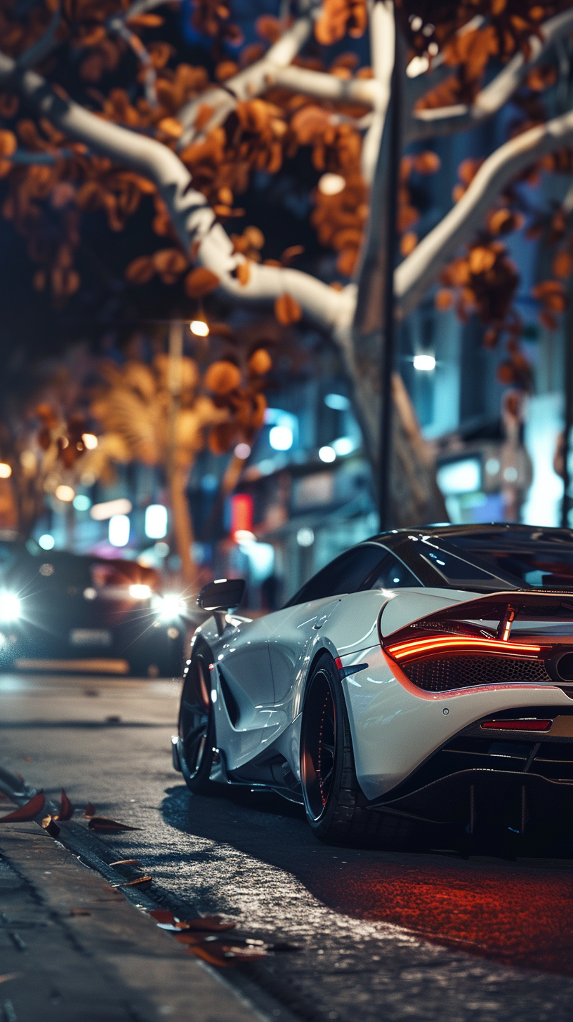 Luxury modern supercar at night