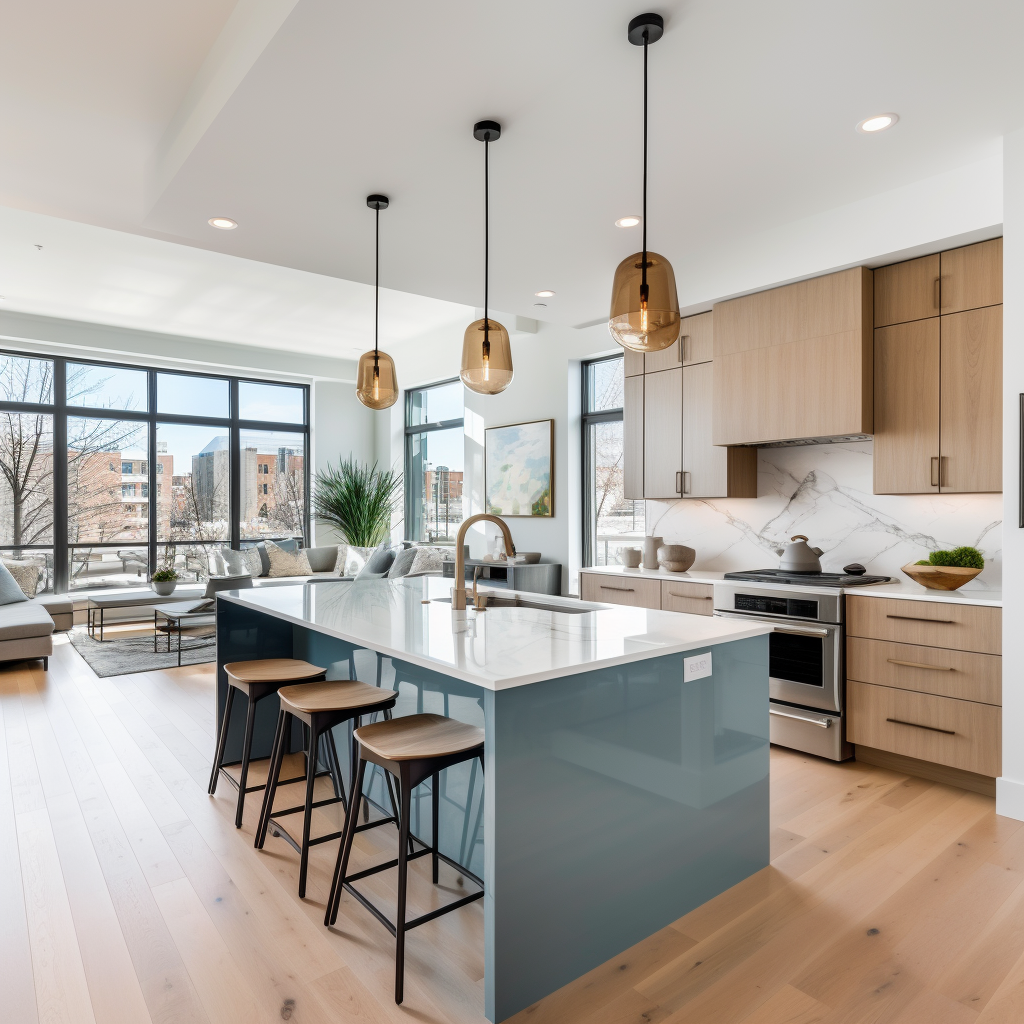 Modern luxury condo kitchen interior