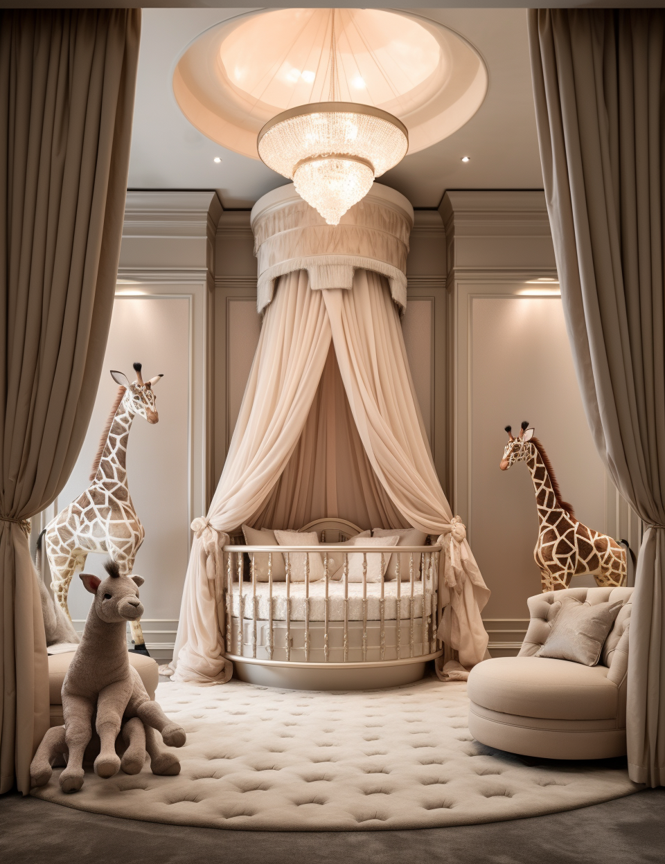 Elegant luxury nursery with stylish furniture