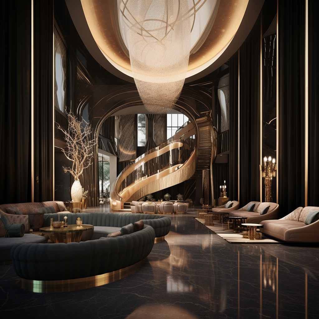 Luxury postmodern reception design interior