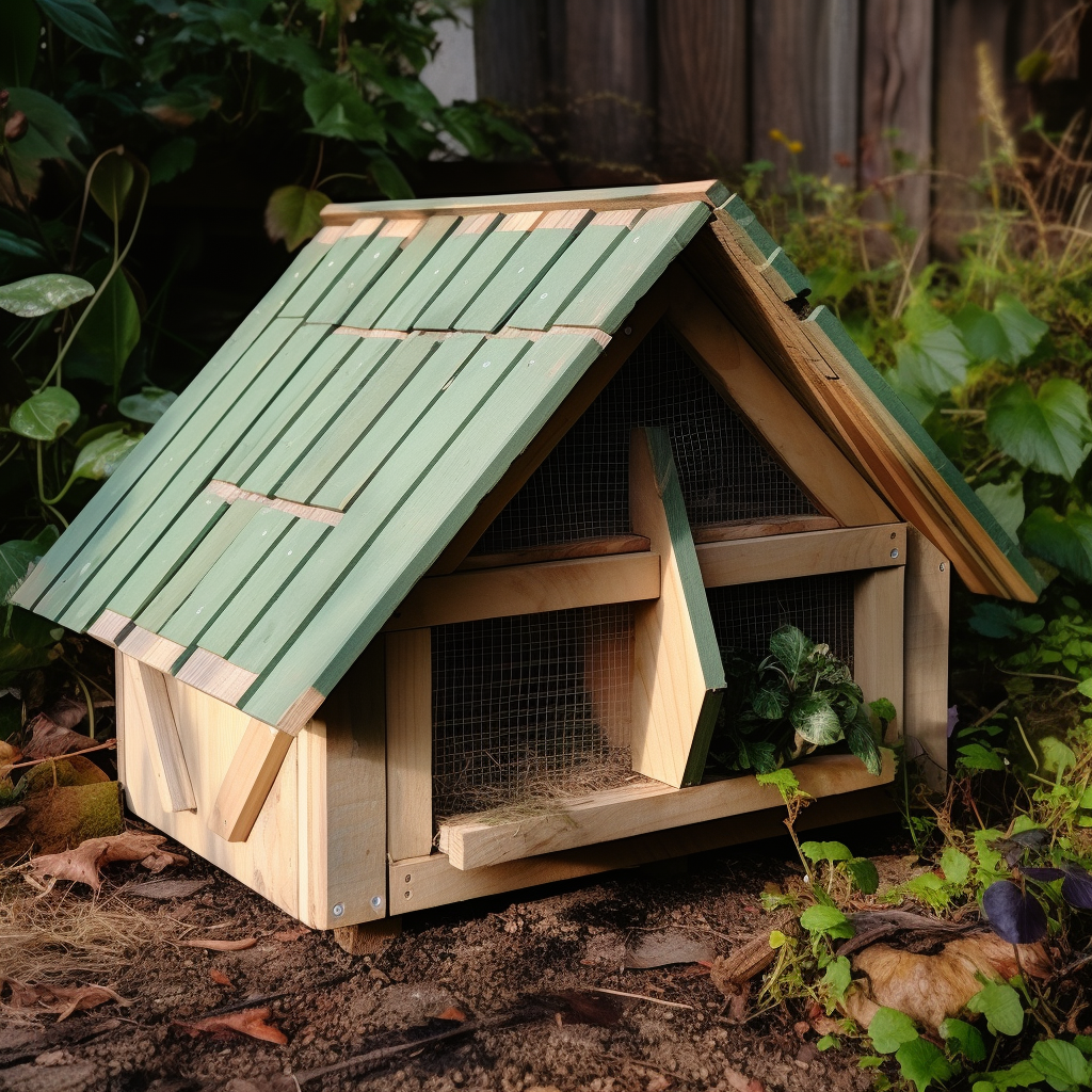 Luxury rabbit shelter with angled roof