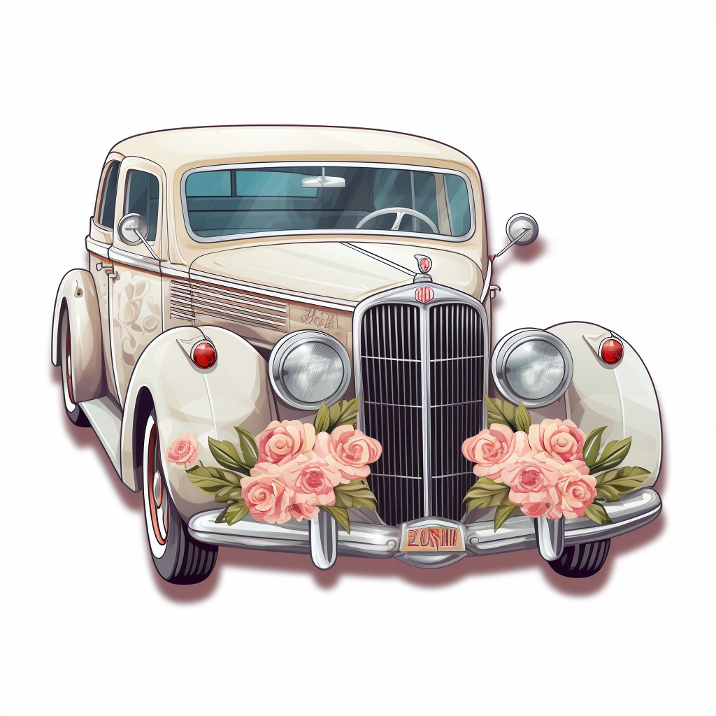 Luxury wedding car with decorative stickers