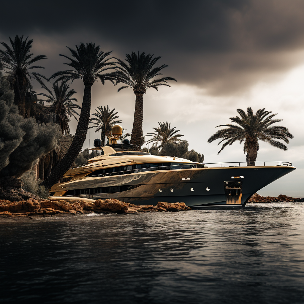 Sinister luxury yacht on the ocean