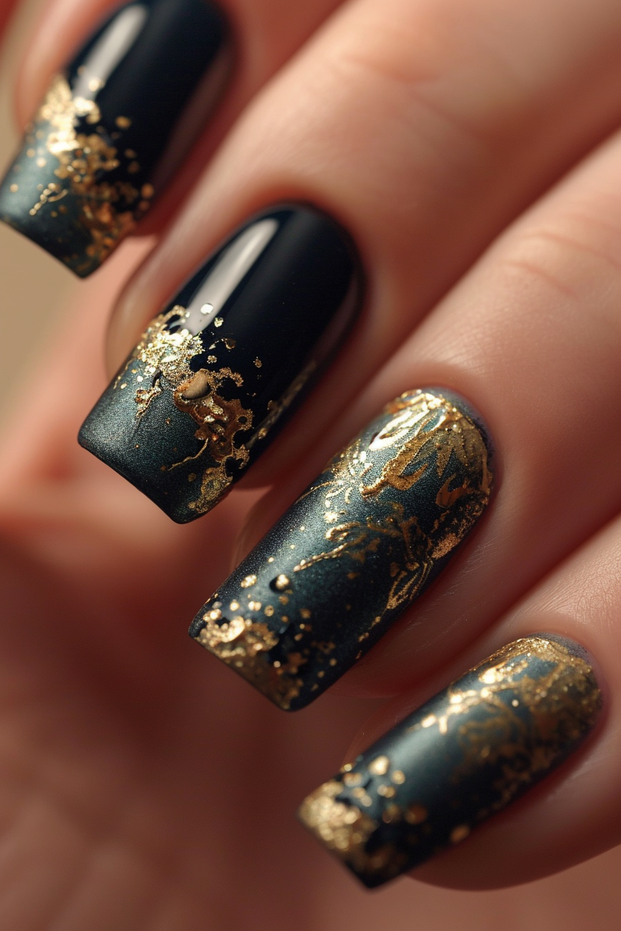 Close up of luxury decorated nails