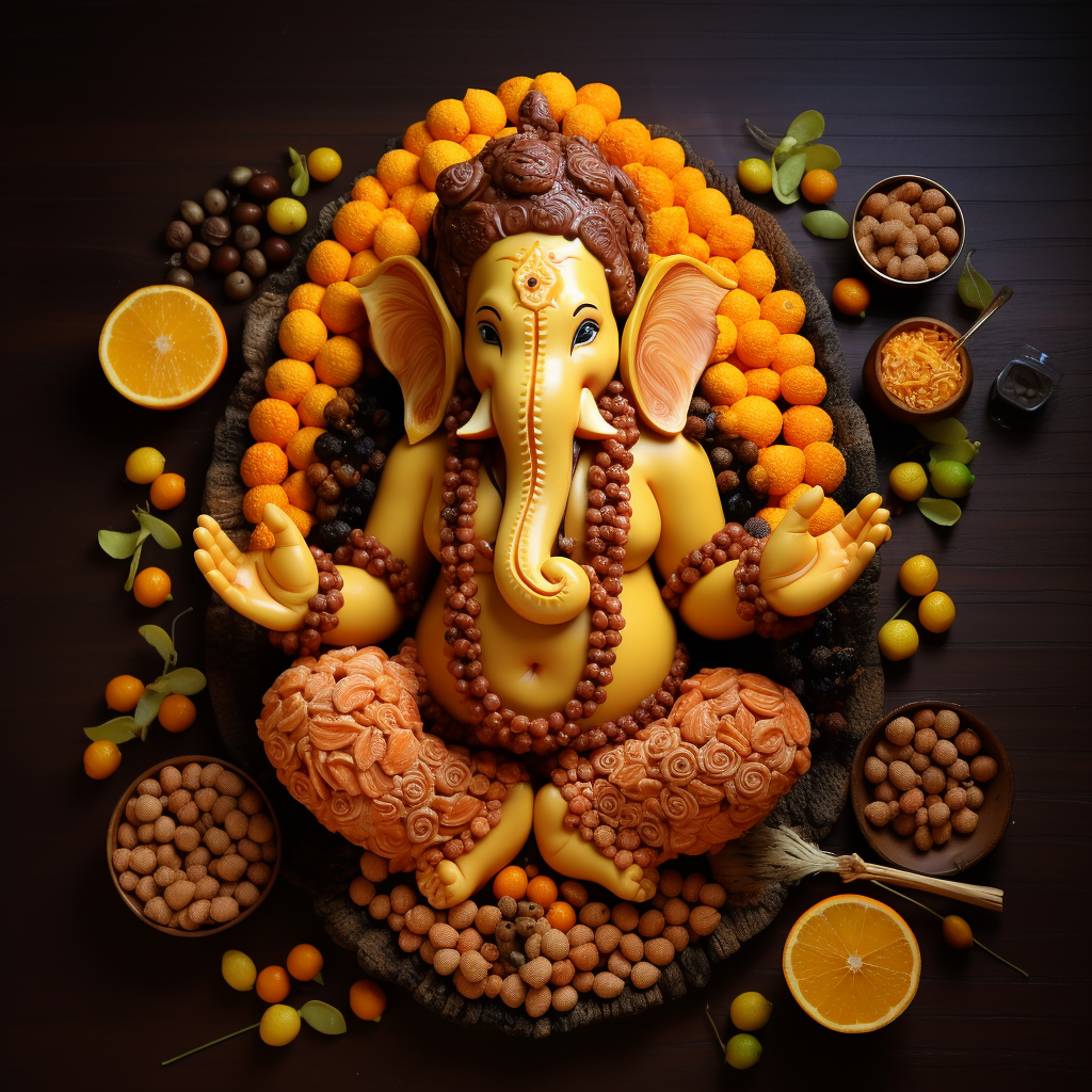 Exquisite Dry Fruit Ganesha Sculpture