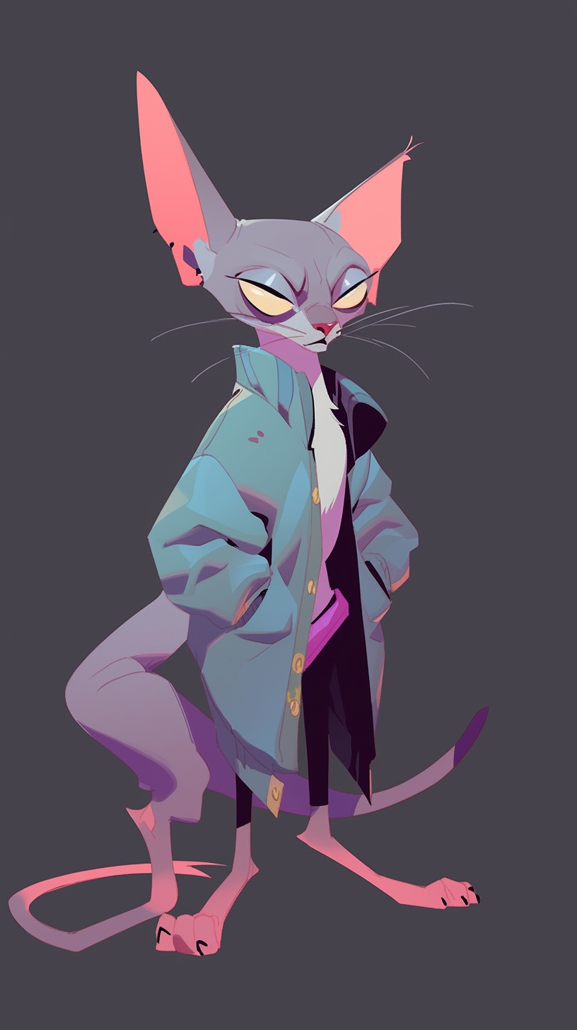 Lykoi cat rapper pastel palette