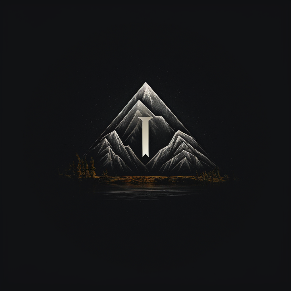 White M logo with mountains on black background