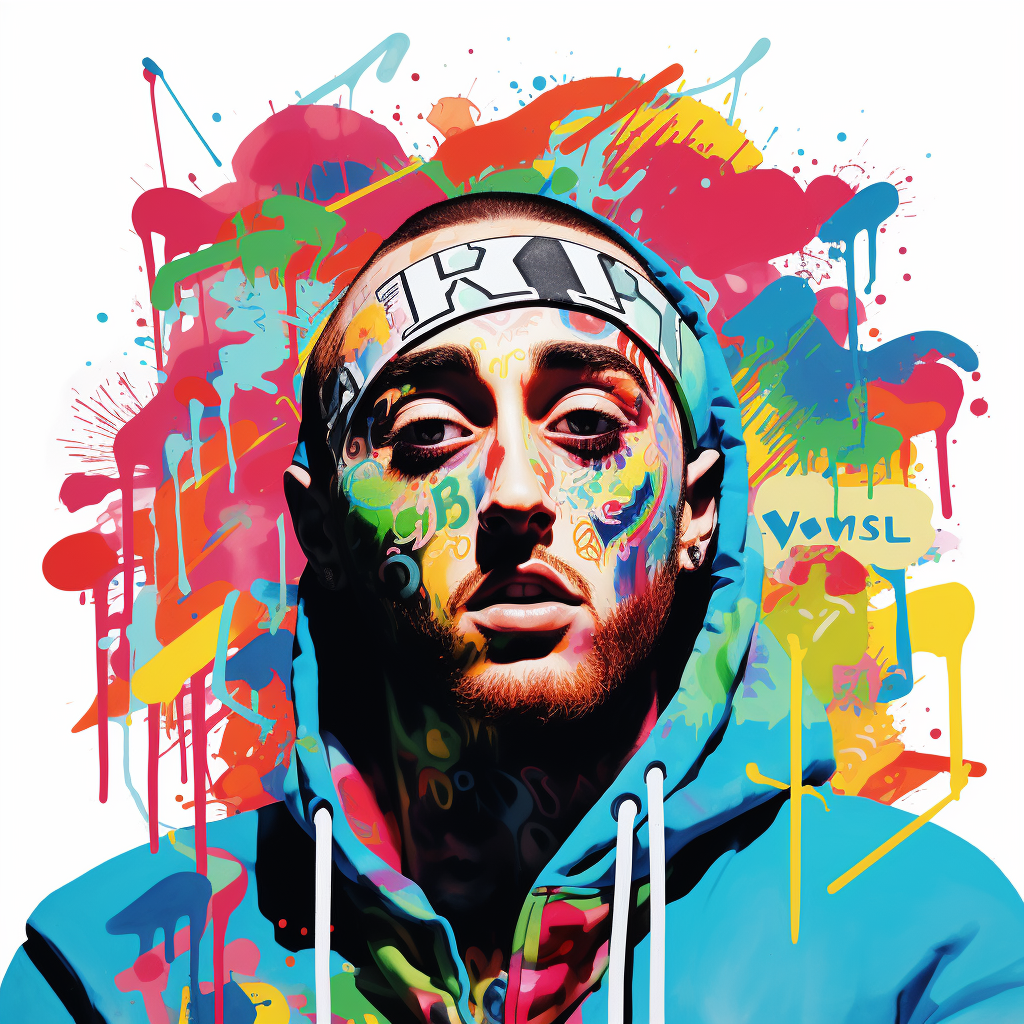 Mac Miller in colorful graffiti pop art