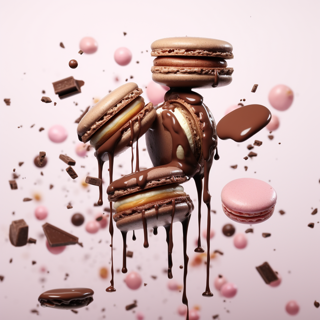 Tempting Macaron with Dripping Chocolate