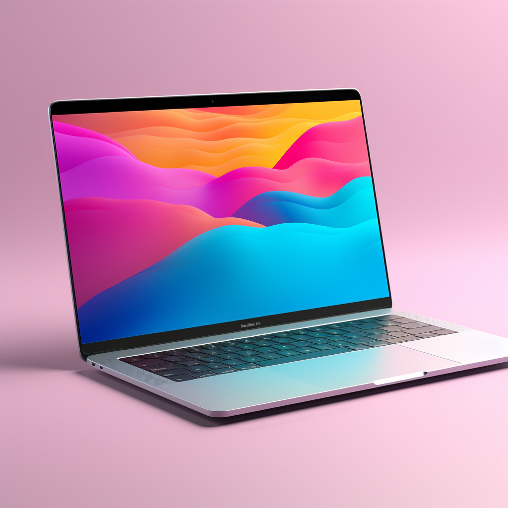 MacBook laptop mockup on vibrant pastel background