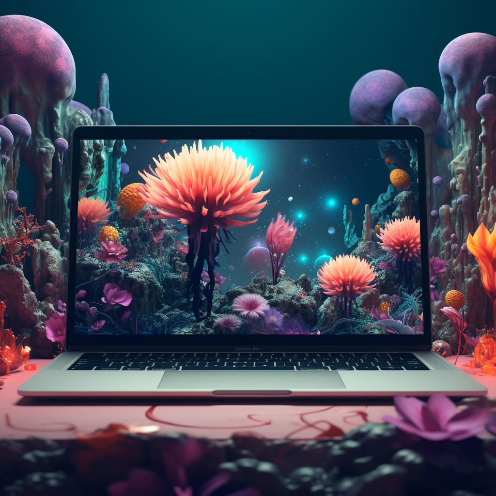 Macbook Pro with Alien Flowers