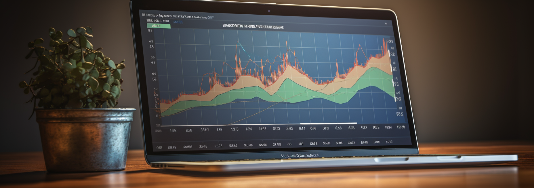 Macbook Pro showing revenue growth graph