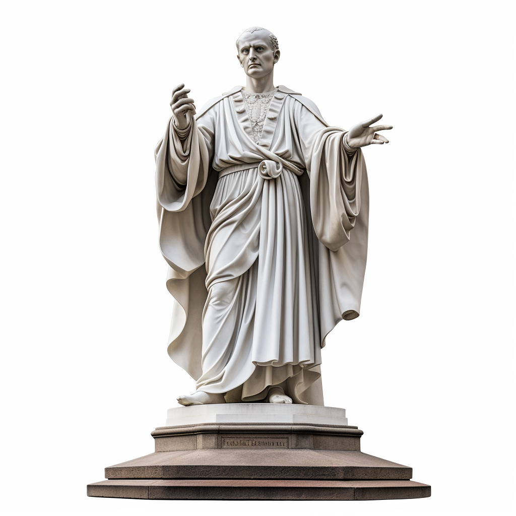 Statue of Niccolo Machiavelli on white background