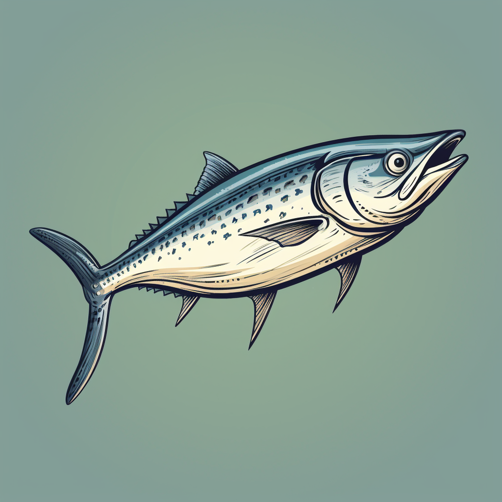 Cartoon mackerel logo character