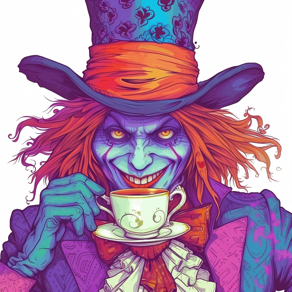 Mad Hatter Drinking Tea Image