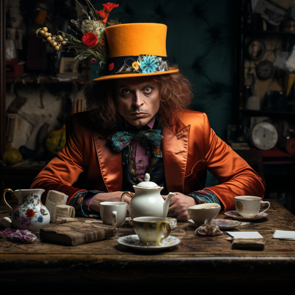 Mad Hatter enjoying tea party.