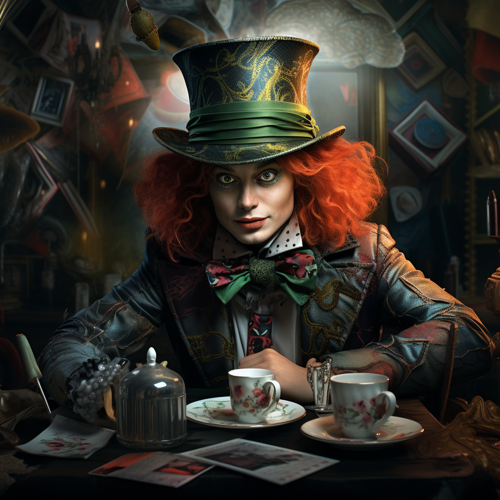 Smiling mad hatter illustration