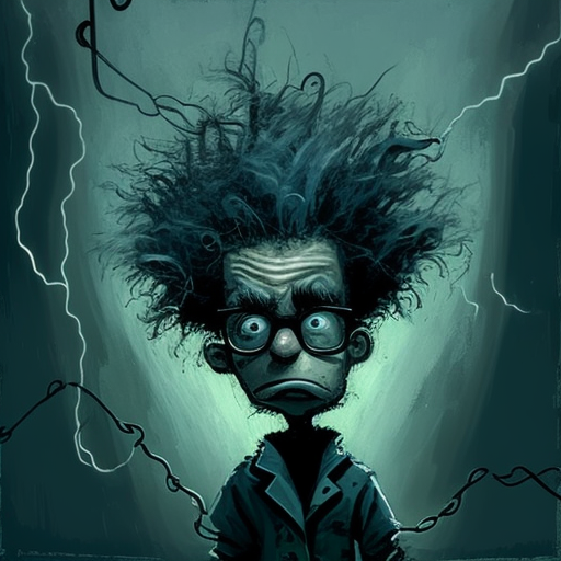 Mad professor with wild hair