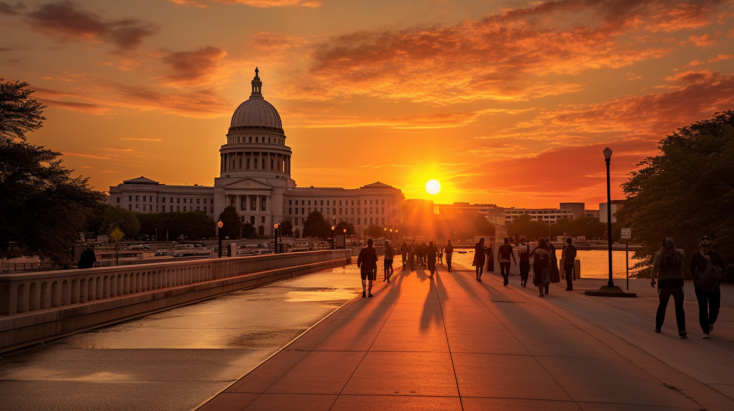 Sketchy sunrise over Madison Wisconsin Capitol