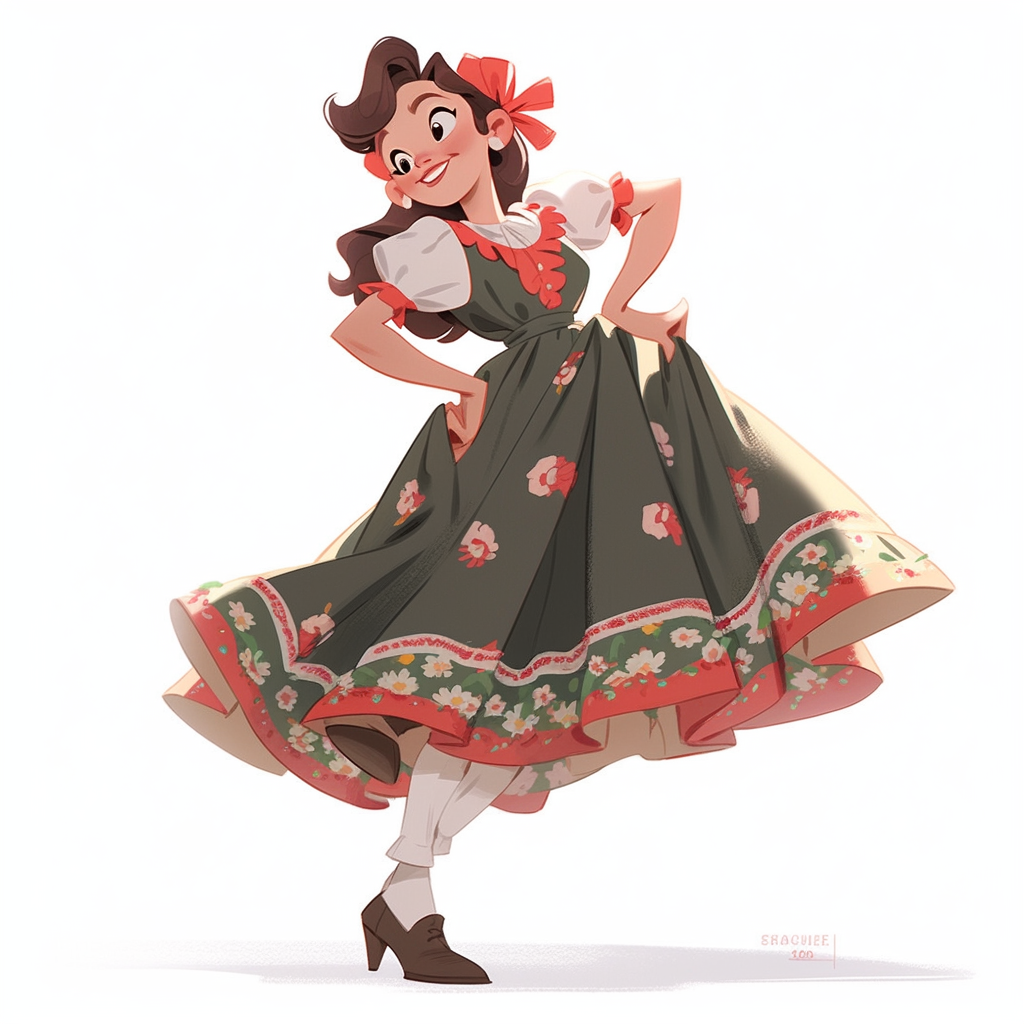 Madonna dancing polka in traditional dress