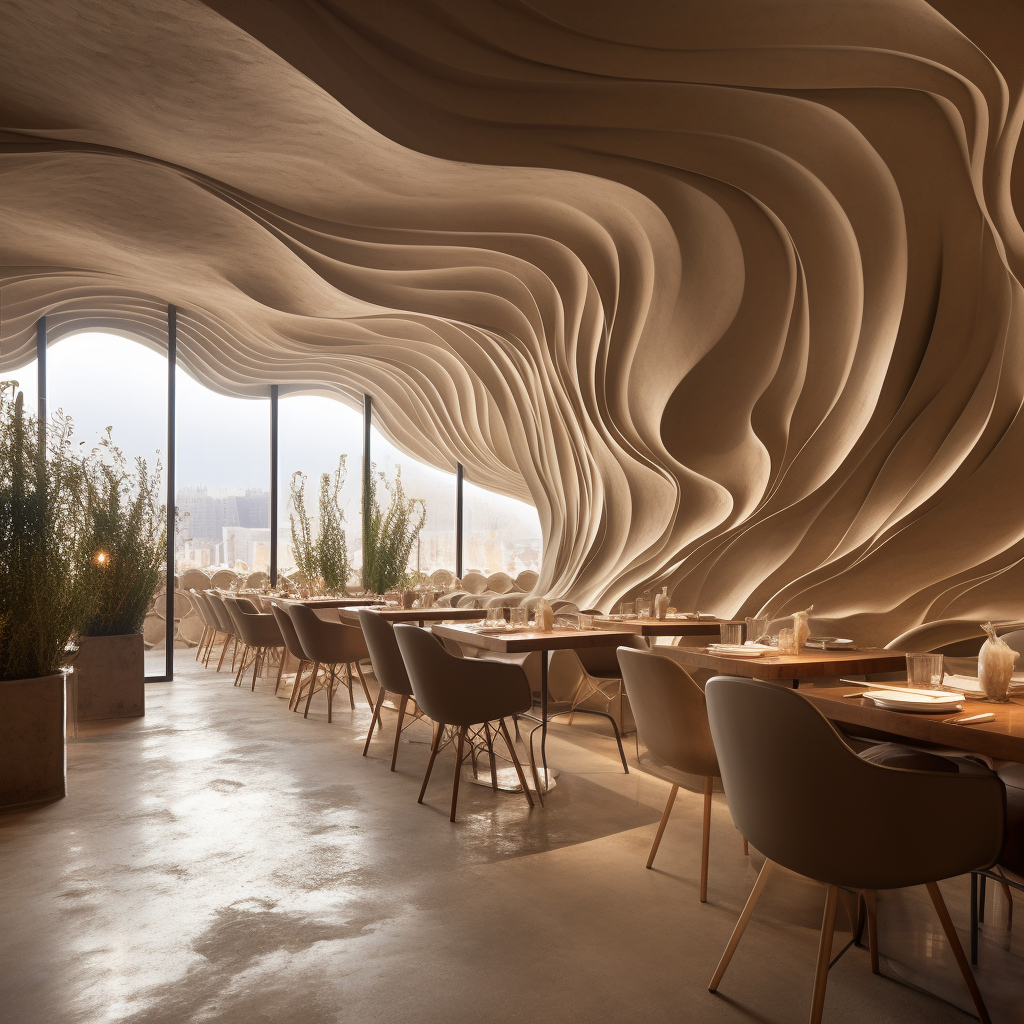 Madrid restaurant with organic concrete waves