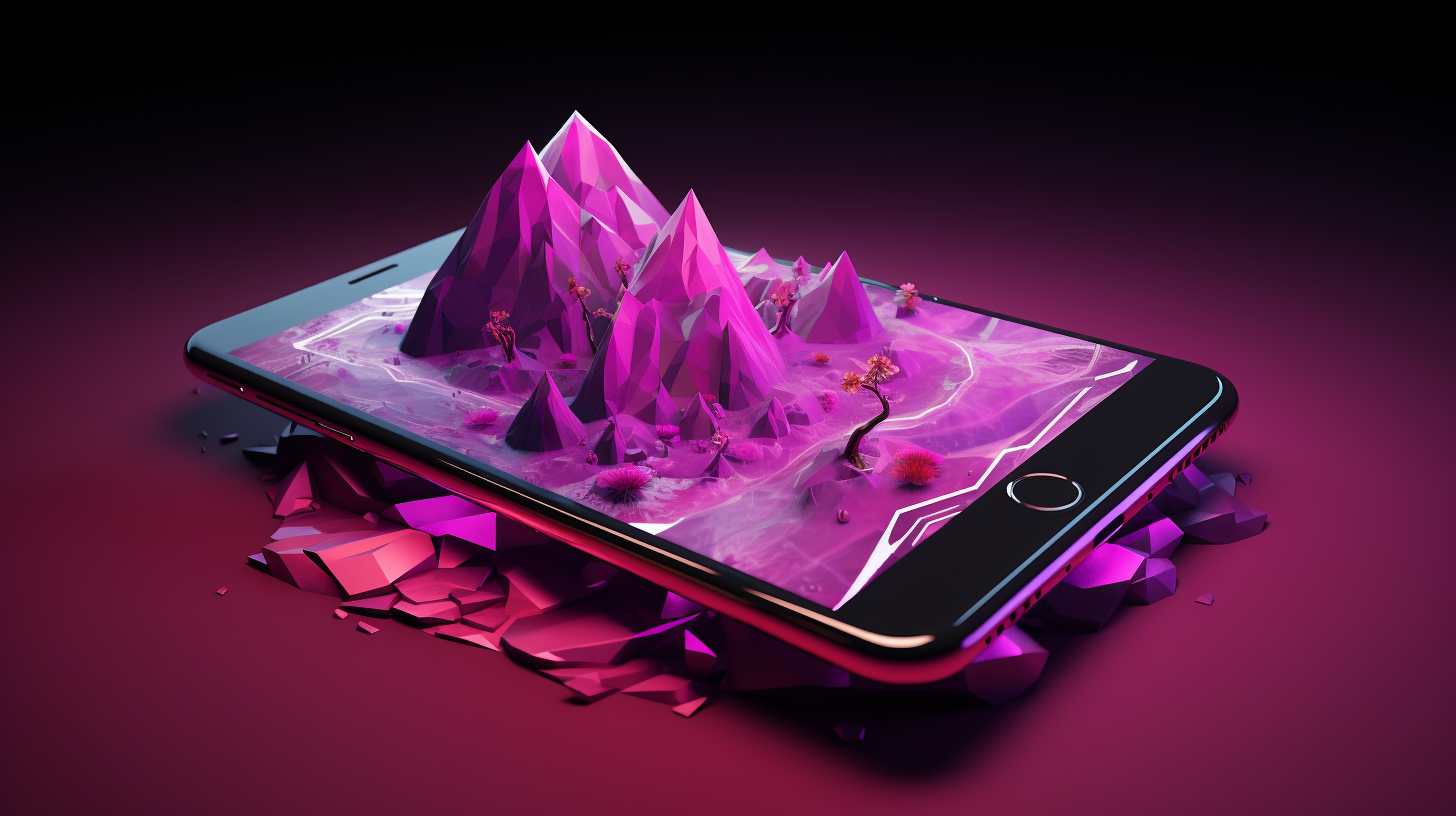 Magenta mobile game with low-poly graphics