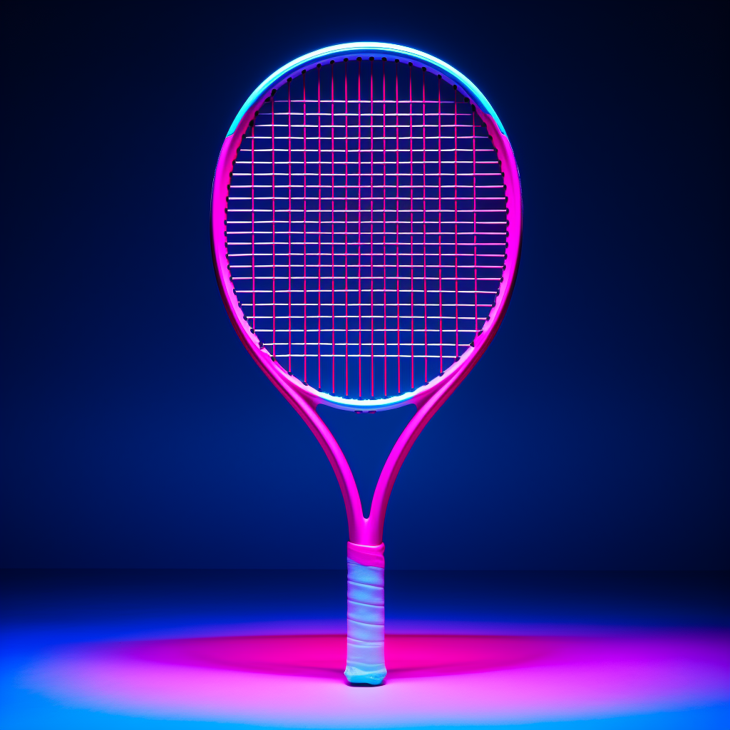 Vibrant magenta and neon blue tennis racket