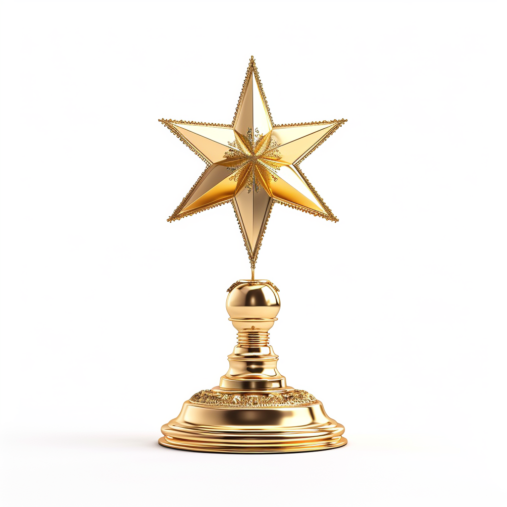 golden star floating on golden pedestal