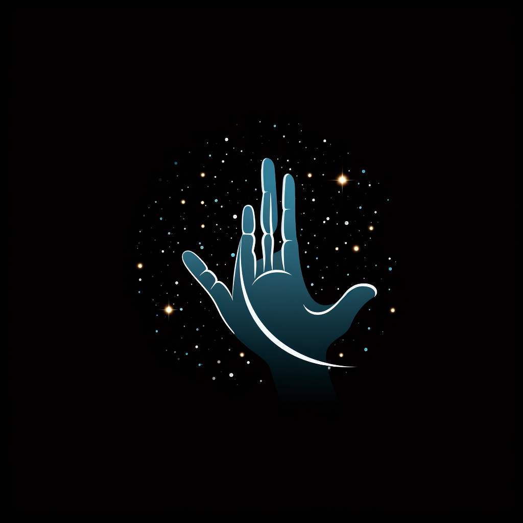 Minimalist magic hand with stars