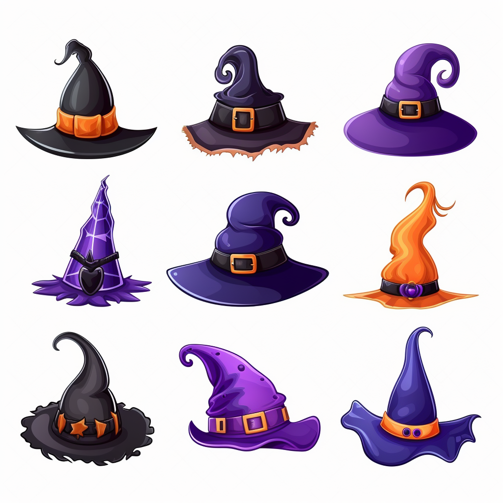 Colorful and Fun Halloween Magic Hat Cartoon Set