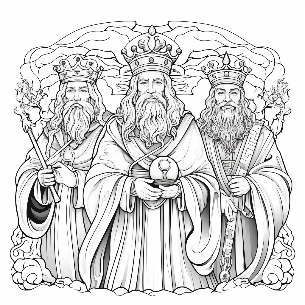 Three Magic Kings Gifts Coloring Page