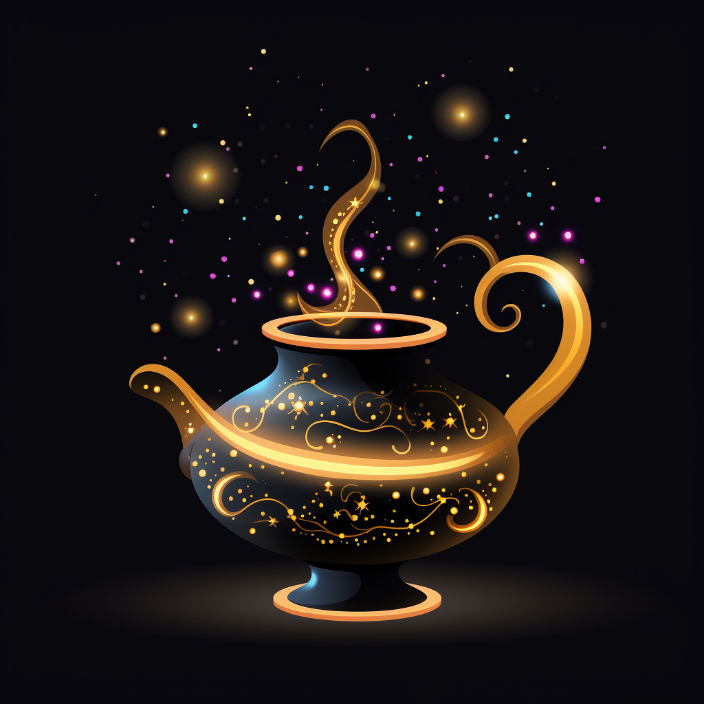 Simple magic lamp on black background