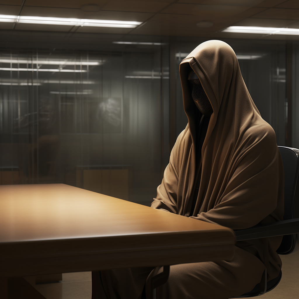 Magical Monk in Hooded Robe at Job Interview