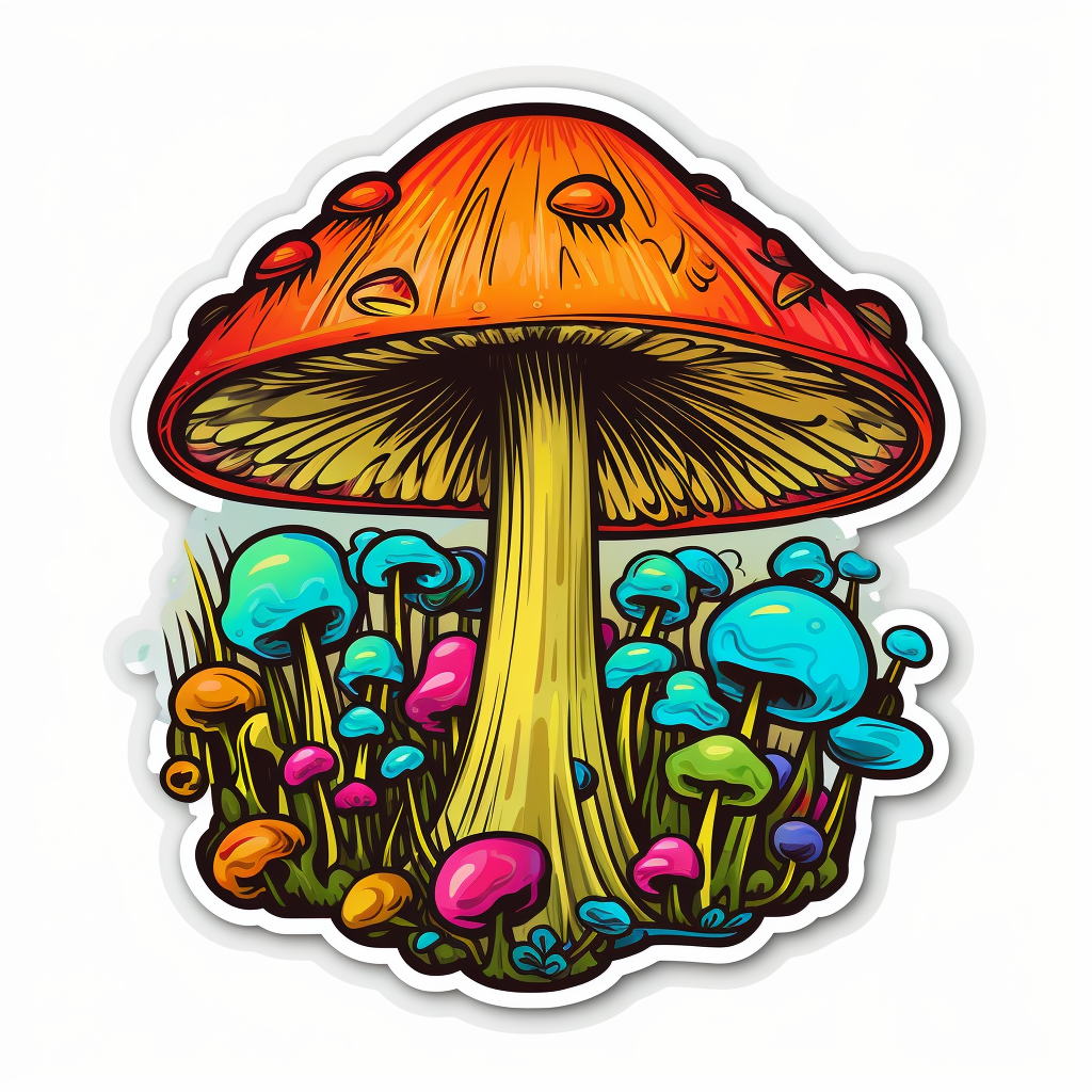 Clean outline magic mushroom pop culture sticker