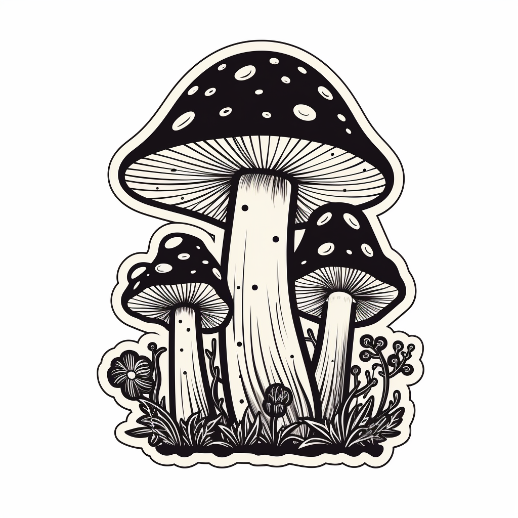 Minimalist magic mushroom pop culture sticker