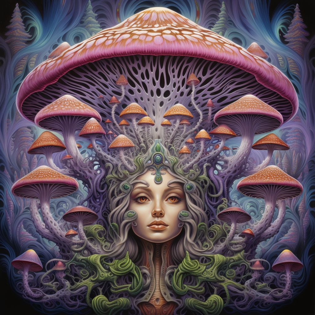 Lady with Magic Shrooms on Head