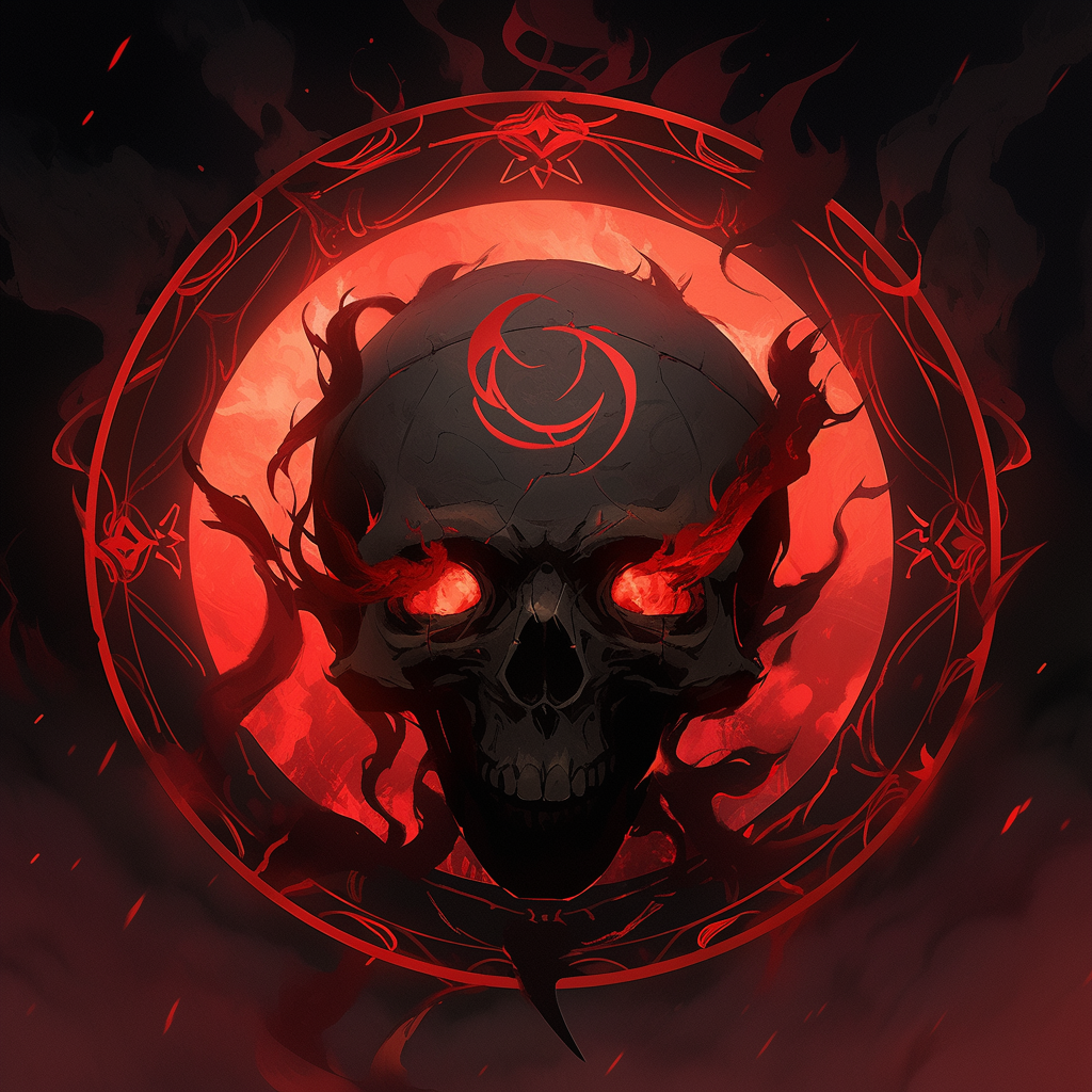 Black mana skull kanji symbol