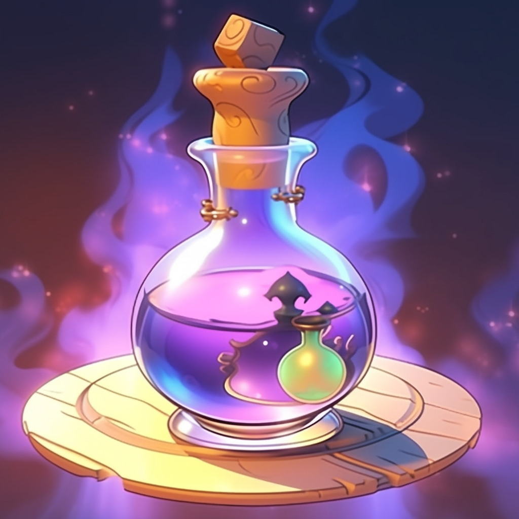 Illustration of magic poison potion on table