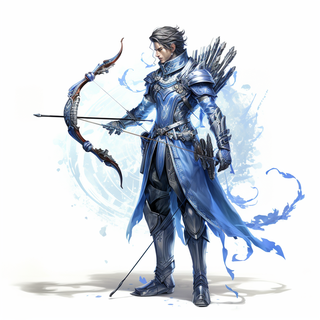 Young Male Magical Archer with Blue Light Arrows