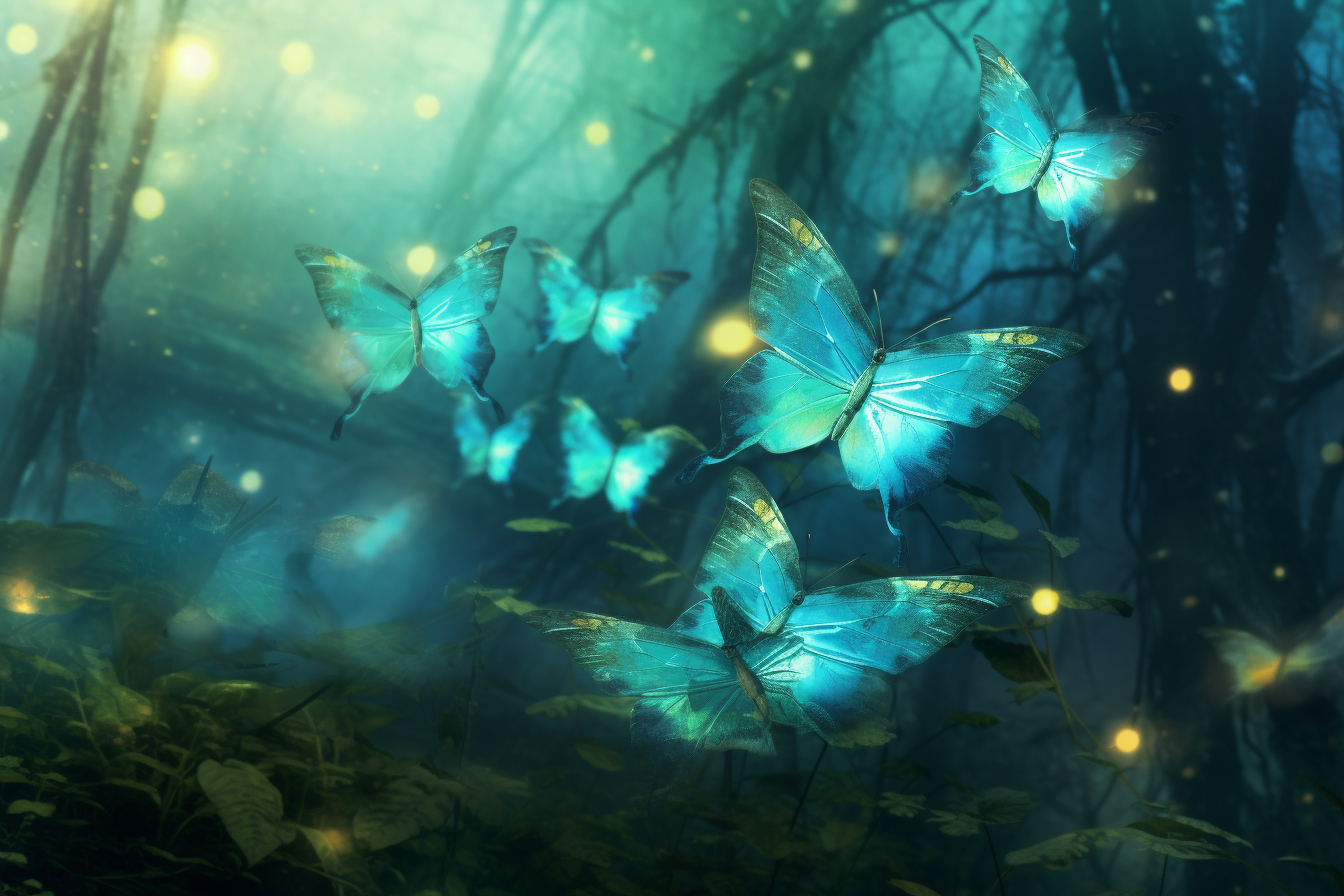 Beautiful butterfly in a mystical setting