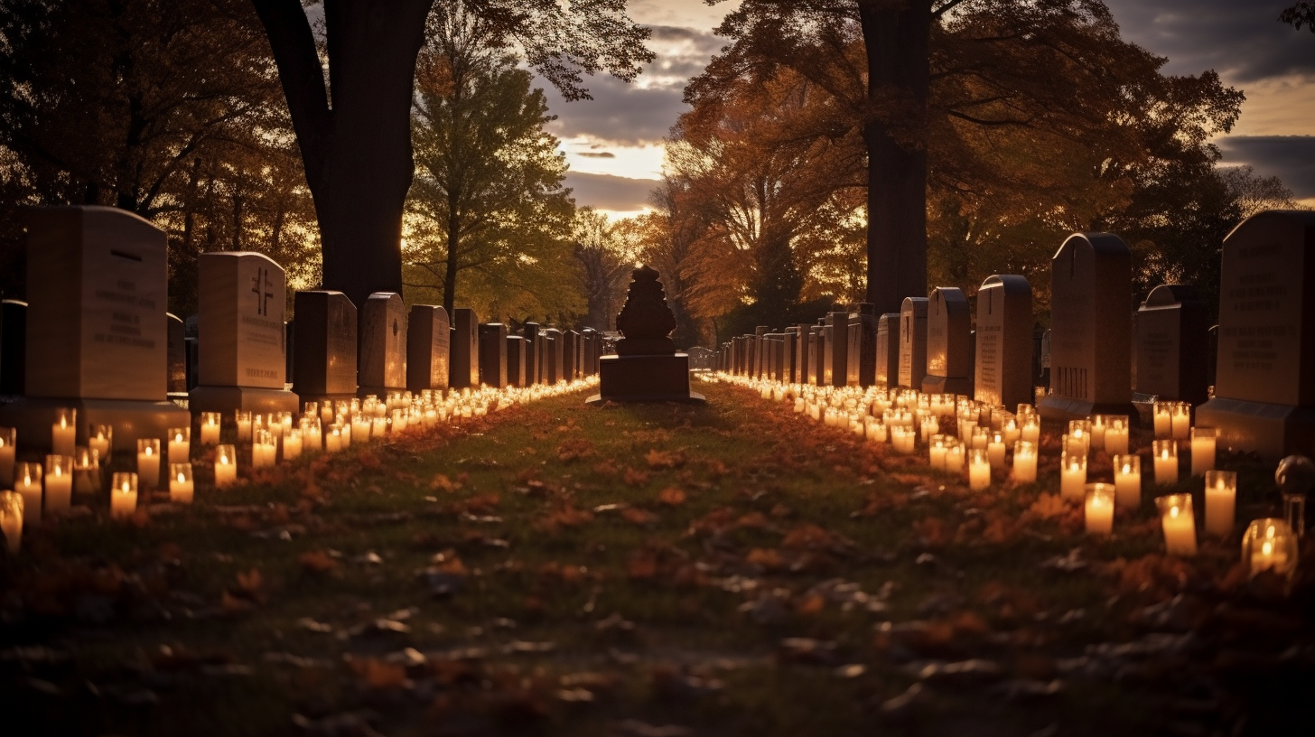 Simple white candle votives in cemetery