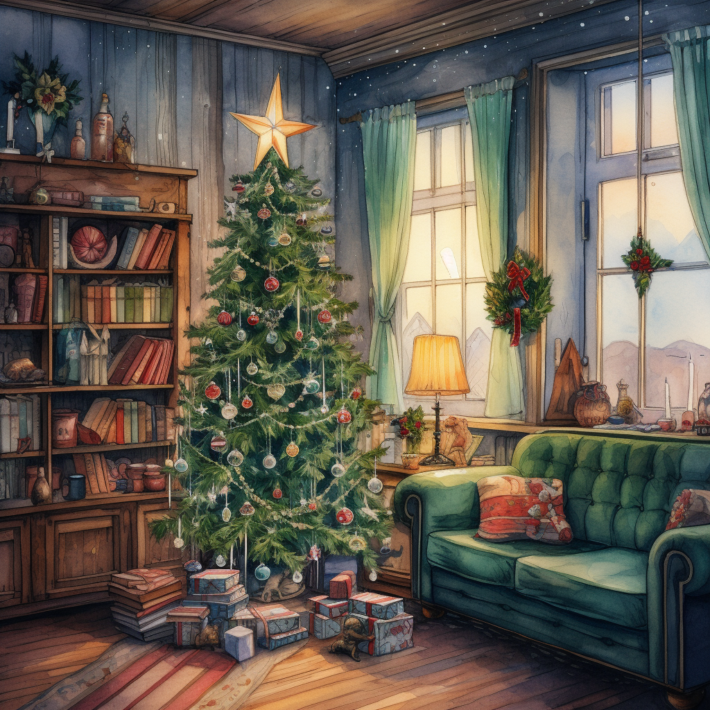 Festive Christmas living room with decorations