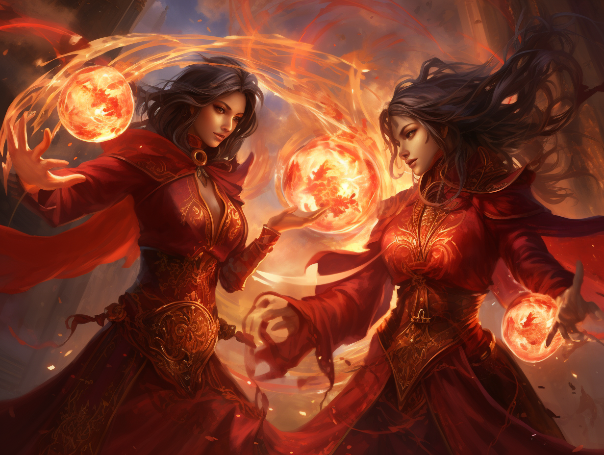 Ancient sorceresses in magical duel