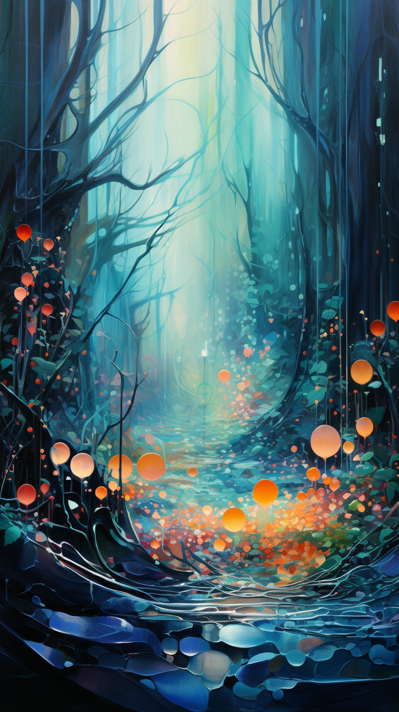 Captivating Abstract Painting in Magical Forest