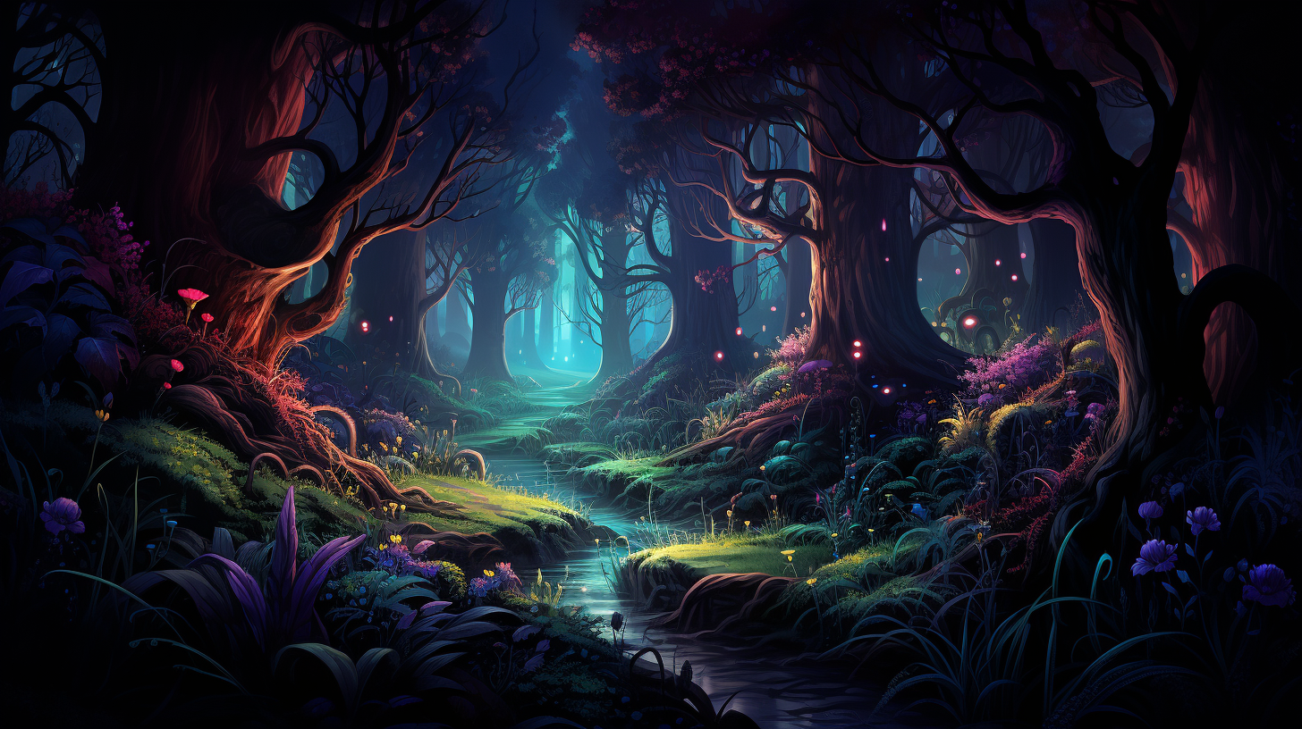 Forest Wallpaper with Gradients Path