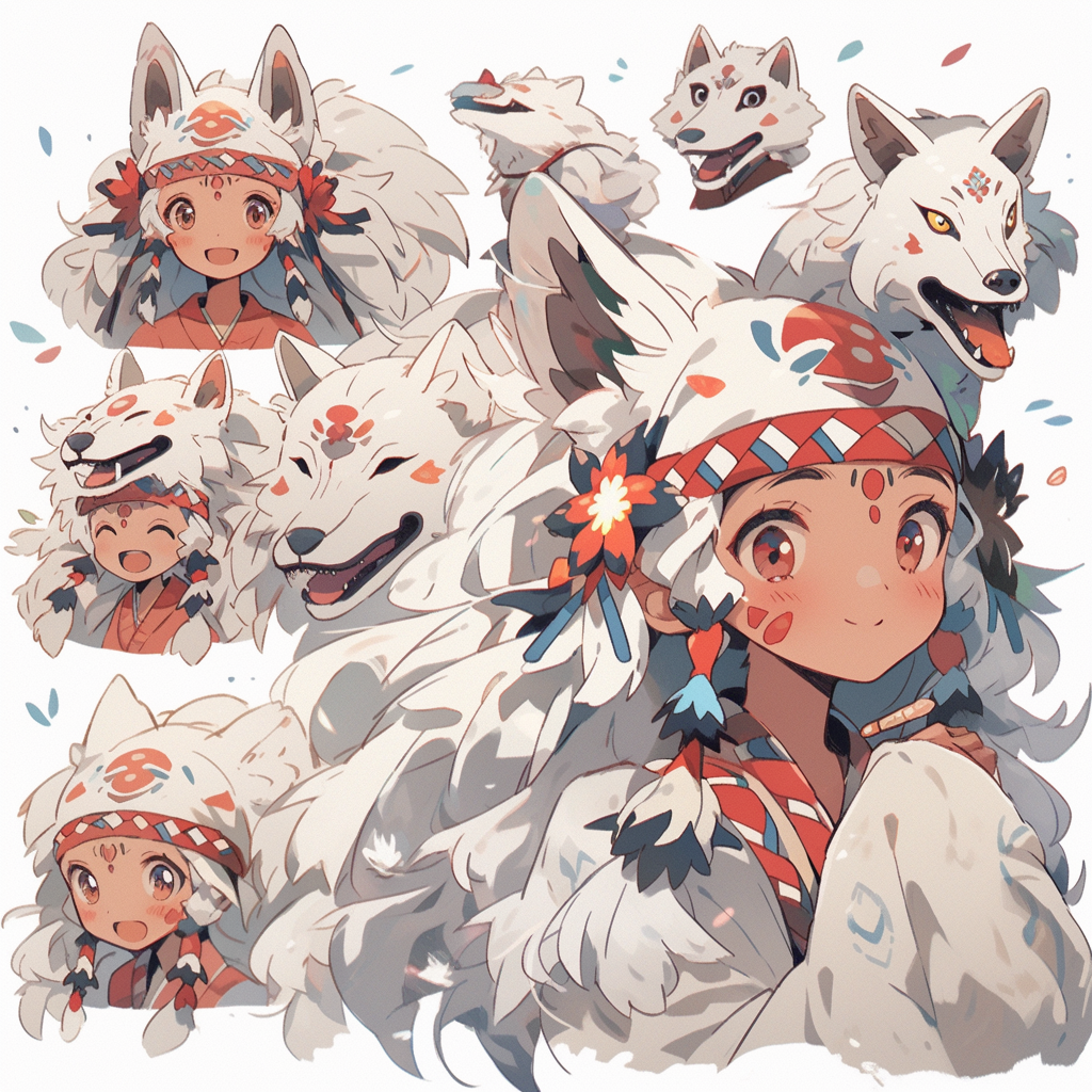 Ghibli-style Mononoke Hime gem stickers