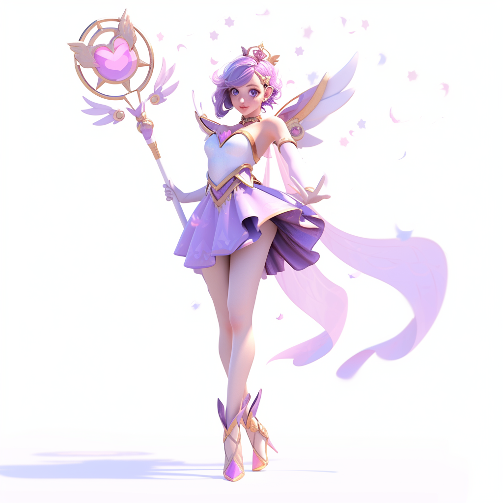 Magical princess with purple, white, and gold colors